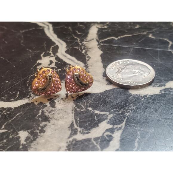 NEW IN BOX Juicy Couture Pave Heart Studs Pink Crystal Gold VINTAGE Y2K Jewelry - Picture 11 of 13